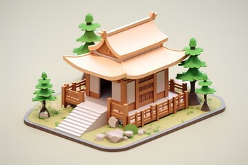 木造の神社・お社（3D）
