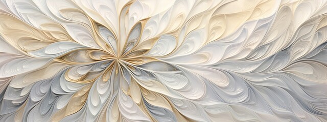 Abstract 3d background digital art Christmas designs in silver and gold on a plain ivory