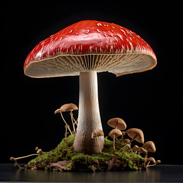 Bolete Mushroom full body side-view bacl background