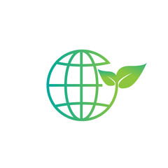 Green earth, green global symbol. World greening day concept vector.