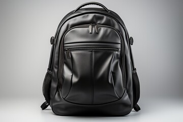 Fototapeta premium Black school bag on dark background
