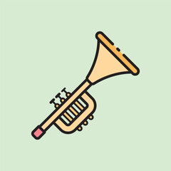christmas trumpet icon with lineal color style