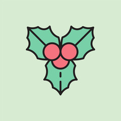 christmas mistletoe icon with lineal color style