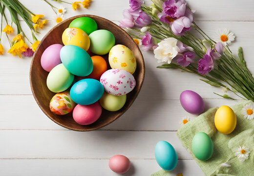 Egg-painting activity, 
Seasonal joy and happiness, 
Easter egg treasures, 
Religious celebration, 
Spring festivities, 
Decorative Easter eggs
