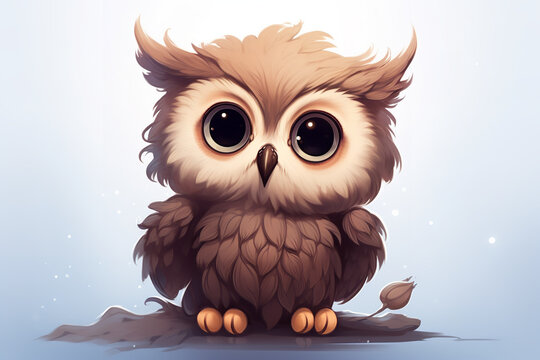 super cute, animals, owl, chibi style