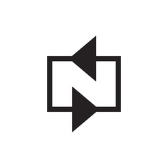 The monogram is the letter N and arrows. Unique, outline and elegant.