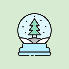 christmas snow globe icon with lineal color style