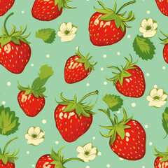 Strawberry fruit berry cartoon repeat pattern