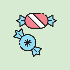 christmas candy icon with lineal color style
