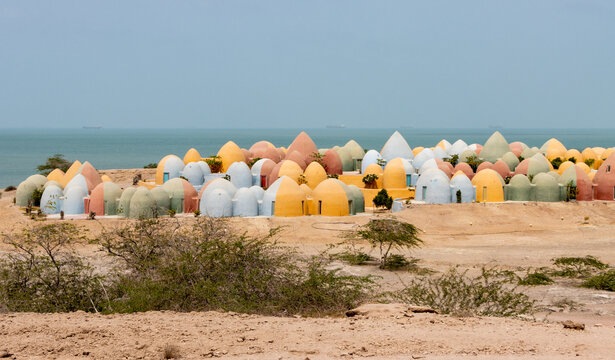 Hormuz Island, Iran - August 06 2023: Majara Residance. Is a seaside accommodation complex in the island of Hormuz in the Persian Gulf, South of Iran.