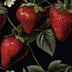 Strawberry fruit berry cartoon repeat pattern