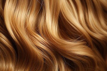 Naklejka premium Blonde hair close-up. Women's long blond hair. Beautiful styling of shiny curls. Hair coloring. Hairdressing treatments