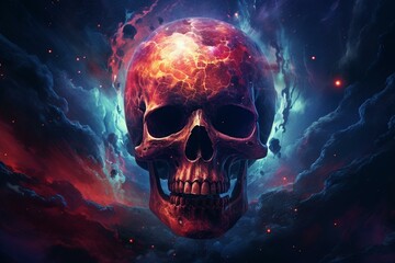 Space skull artwork. Generative AI