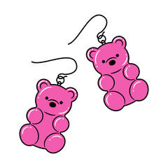 vector illustration of gummy bear earrings on white for banners, cards, flyers, social media wallpapers, etc.