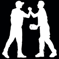 silhouette of a two baseball player shaking hands