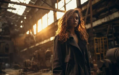 Foto op Plexiglas photo of a woman in a abandoned factory © Riccardo