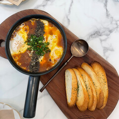 cream omelet with bread