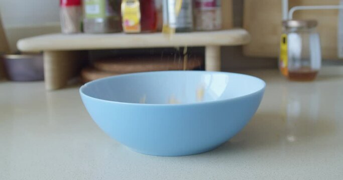 Cereal and milk in a bowl