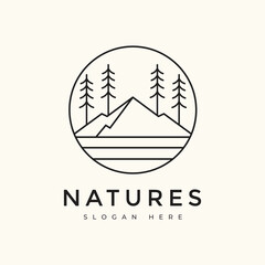 nature landscape outdoor park mountain adventure minimal logo design graphic vector