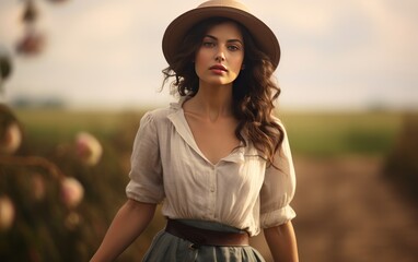 photo of a woman in a countryside