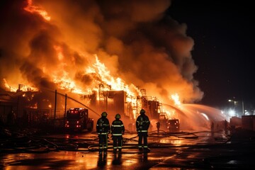 Firefighters Battling Blaze
