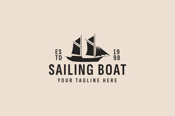 vintage style sailing boat logo vector icon illustration