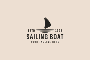 vintage style sailing boat logo vector icon illustration - obrazy, fototapety, plakaty