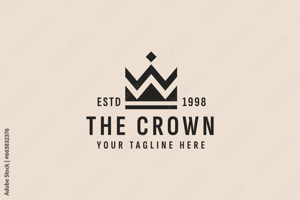 Wall mural vintage style crown logo vector icon illustration