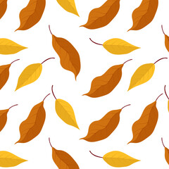 Obraz premium Vector autumn pattern with yellow and orange leaves. Great element for autumn, nature, plant concept and design projects.
