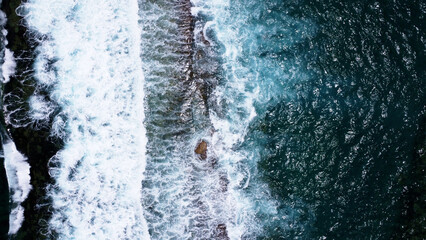 aerial views of the Caribbean waters on the Colombian coast