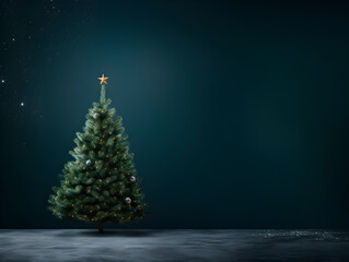 Christmas Tree with empty space beside it and lights and ornaments