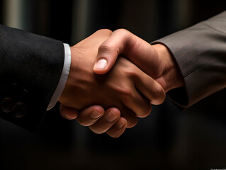 Two people shaking hands with each other with shallow depth of field and bright light
