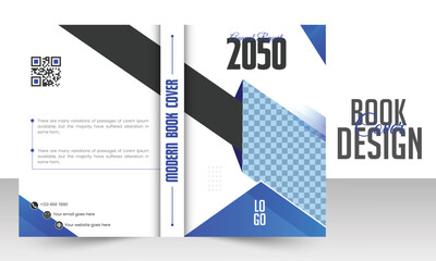 Modern book cover design template with geometric shapes.