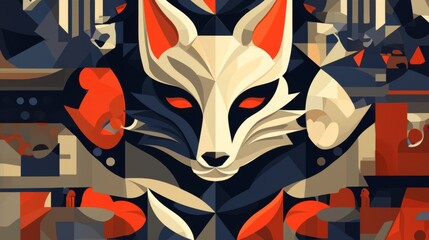 Fox. Wild animal illustration in minimalistic style.
