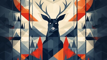 Deer. Wild animal illustration in minimalistic style.