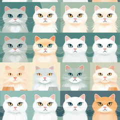 Fototapeta premium Scottish fold cats breed cute cartoon repeat pattern