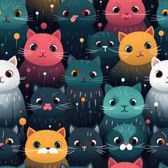 Scottish fold cats breed cute cartoon repeat pattern