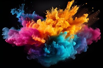 Fototapeta na wymiar Abstract Colorful Powder Explosion on Black Background