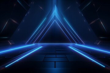 Fototapeta na wymiar Dark Blue Futuristic Background with Neon Lights
