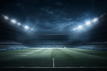 Soccer Stadium's Nighttime Spotlight Spectacle