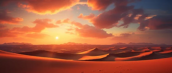 Foto op Plexiglas Bordeaux Desert Sunset: Majestic Sky and Clouds