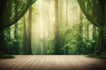 Sylvan Interiors: Wooden Floor Amidst Green Forest Backdrop
