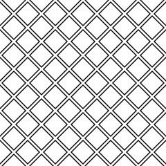 Repeated black rhombuses on white background. Ethnic wallpaper. Seamless surface pattern design with diamonds ornament. Checks motif. Digital paper for textile print, page fills, web designing. Vector