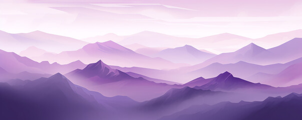 Abstract background illustration, calming purple clouds, Mountain range covered in layers of mist, desktop wallpaper