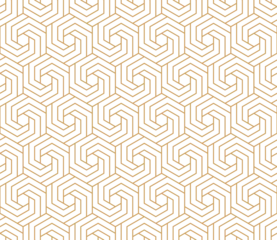 Fotobehang Seamless hexagon pattern with gold strip line, png with transparent background. © i_fleurs