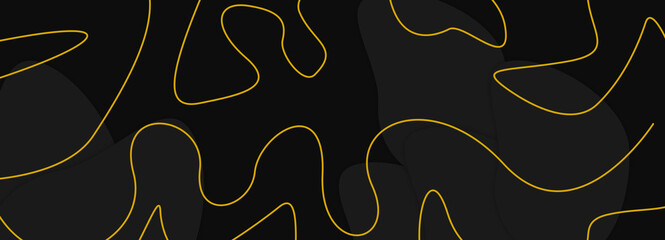 Paper cut illustration with yellow colored outline on isolated black background. Great for covers, banners, minimalist wallpapers, and even Black Friday templates.