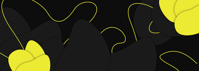 Paper cut illustration with yellow colored outline on isolated black background. Great for covers, banners, minimalist wallpapers, and even Black Friday templates.