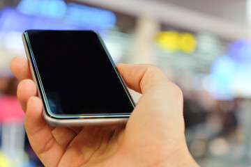 close up image of man hand using mobile phone, communication background, telecommunication,mobile internet