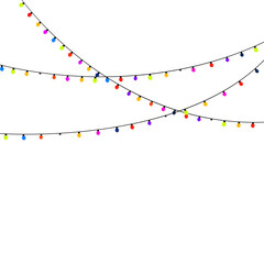 Fototapeta premium Colorful Lighting Garlands Element Decorated in Background.