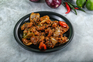 Asian cuisine - prawn in chili sauce